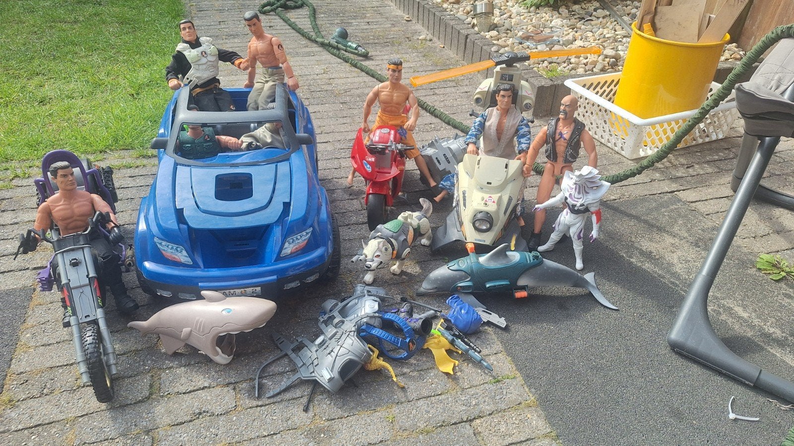 Grote set actionmanfiguren met voertuigen en accessoires, Kinderen en Baby's, Speelgoed | Overig, Ophalen of Verzenden, Gebruikt