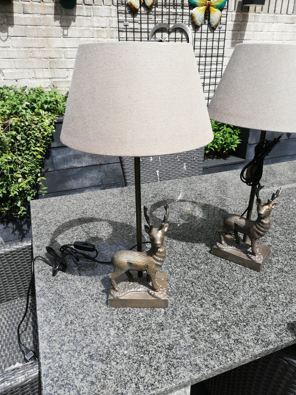 Te koop 2x sissy-boy schemerlamp bronzen herten, Ophalen, 50 tot 75 cm