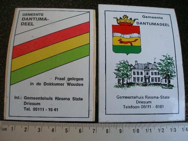 2x sticker gemeente plaats logo embleem wapen dantumadeel, Verzenden, Zo goed als nieuw, Overige typen