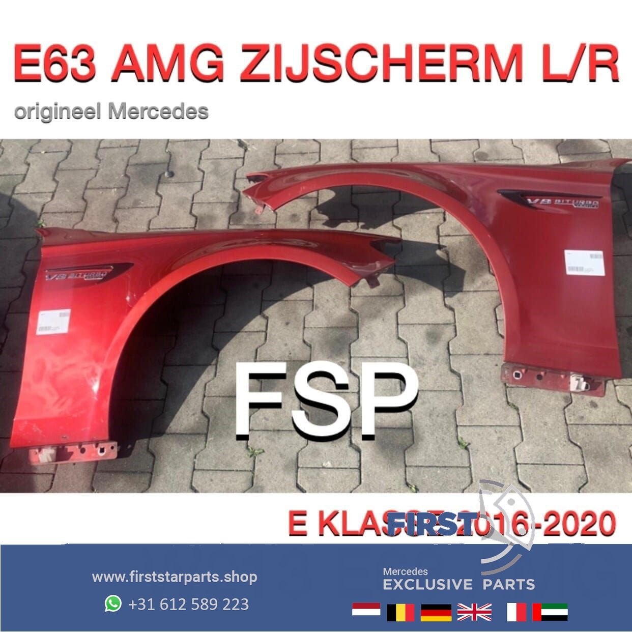 W213 S213 E63 ZIJSCHERM E63s VOORSCHERM SCHERM Mercedes E 63, Gebruikt, -, Links, Ophalen of Verzenden