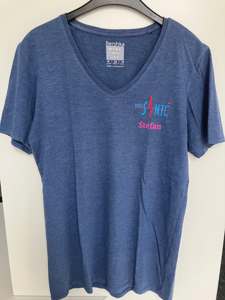 Blauw T-Shirt Maat M - MSV Sante - Stefan    , Kleding | Heren, T-shirts, Ophalen of Verzenden, Bershka, Gedragen, Maat 48/50 (M)