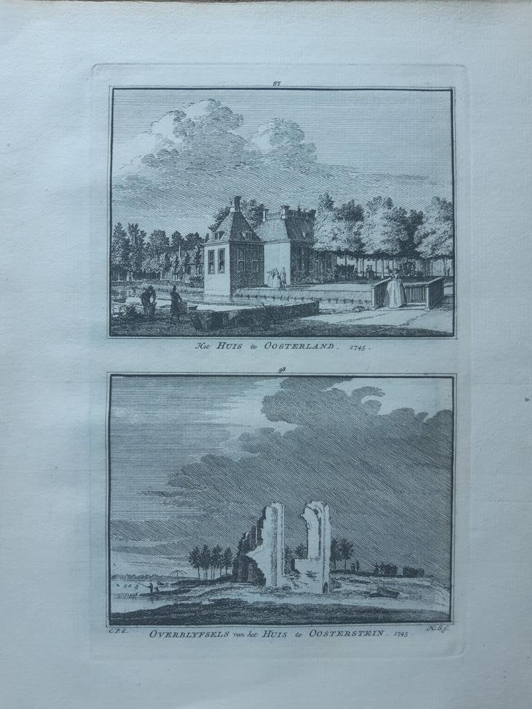 97-98*/ Huis te Oosterland en Oosterstein Zeeland Gravure, Ophalen of Verzenden