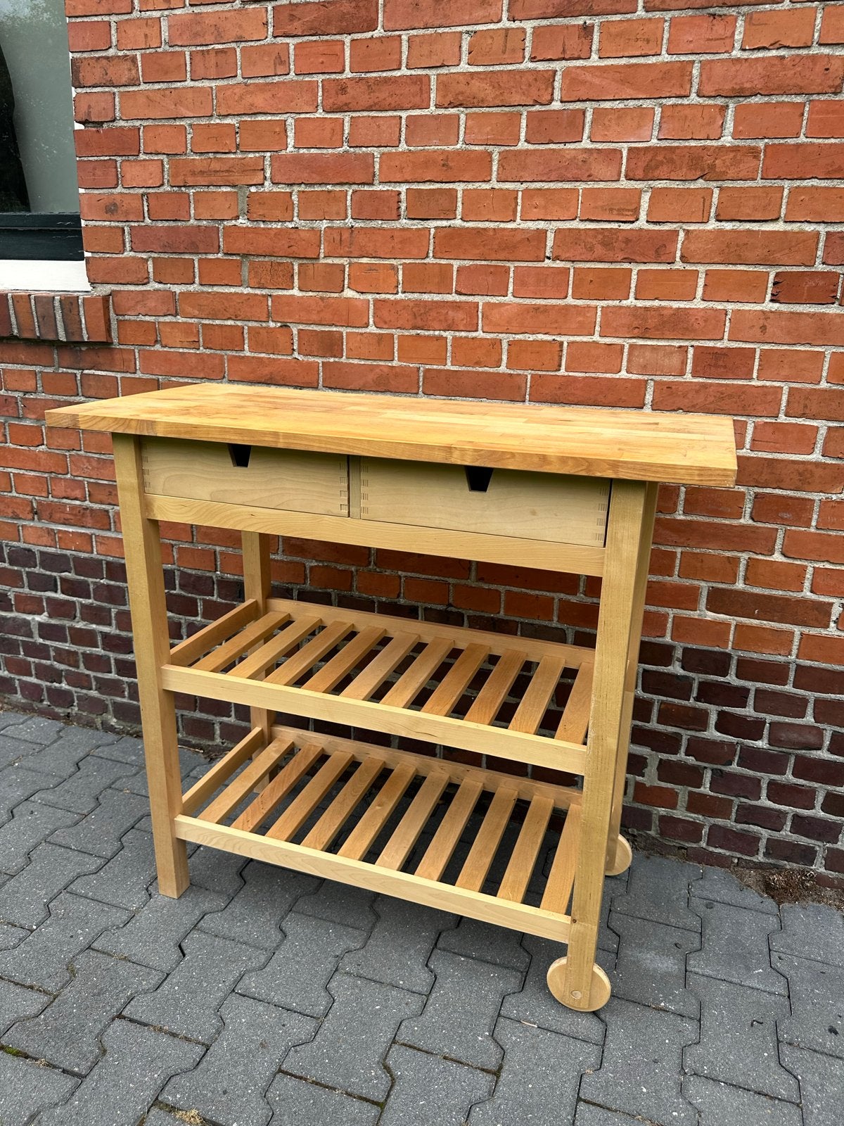 IKEA FÖRHÖJA roltafel berkenhout 100x43cm, Gebruikt, Hout, IKEA, Keukentrolley
