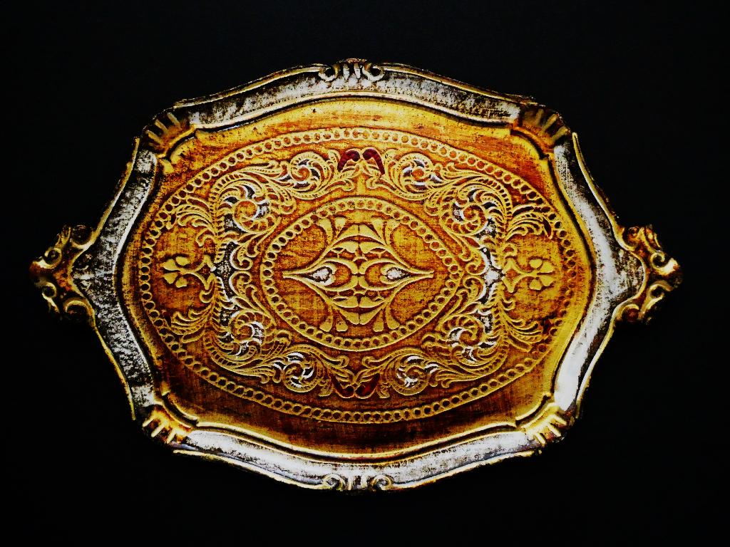 Italiaans dienblad serveerblad in de kleur goud ecru rood, Ophalen of Verzenden
