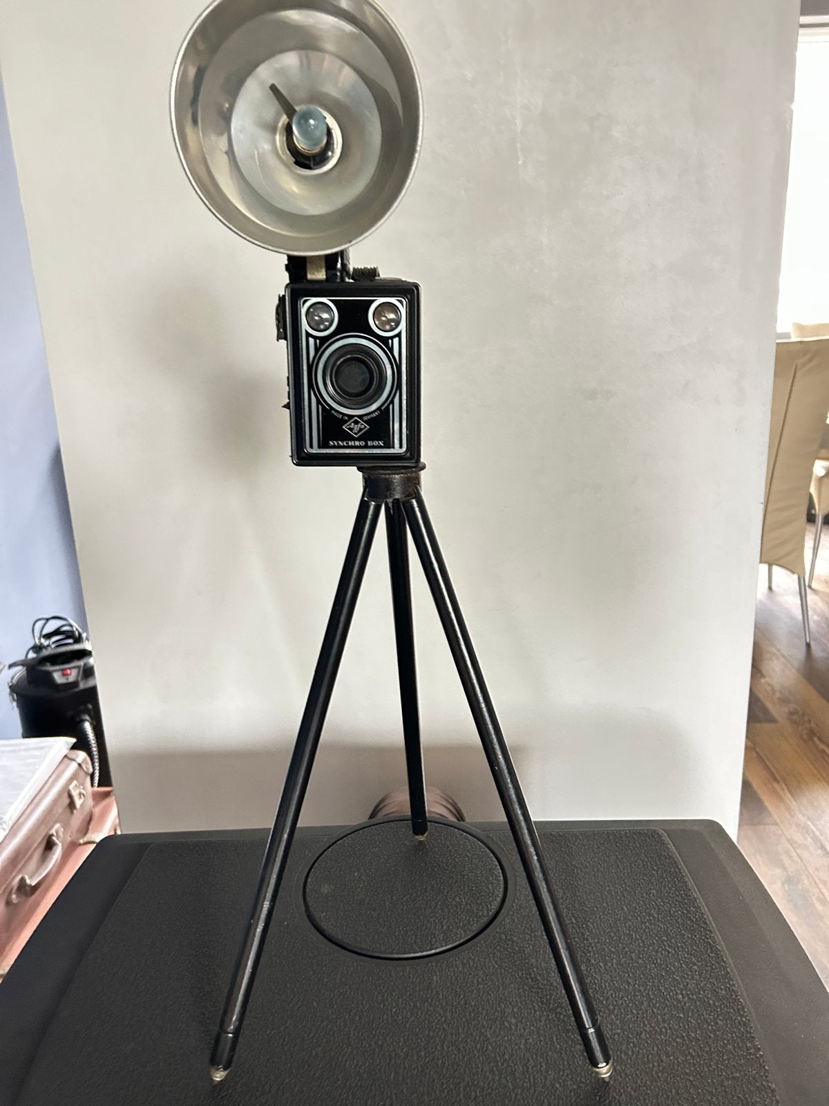 Vintage Agfa Synchro Box fototoestel met statief, Ophalen, Gebruikt, Compact, Overige Merken