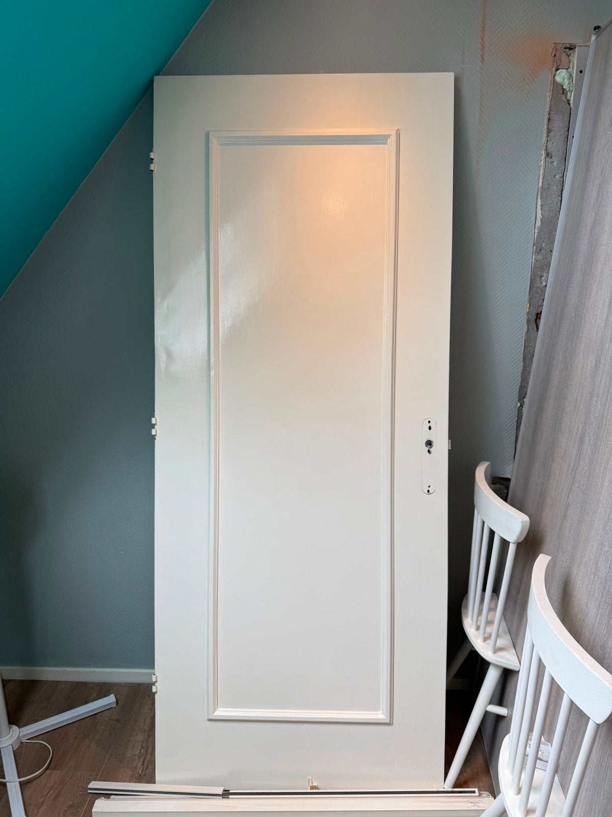 Witte binnendeur met paneel, 201x83 cm, Ophalen, 80 tot 100 cm, Binnendeur, Zo goed als nieuw
