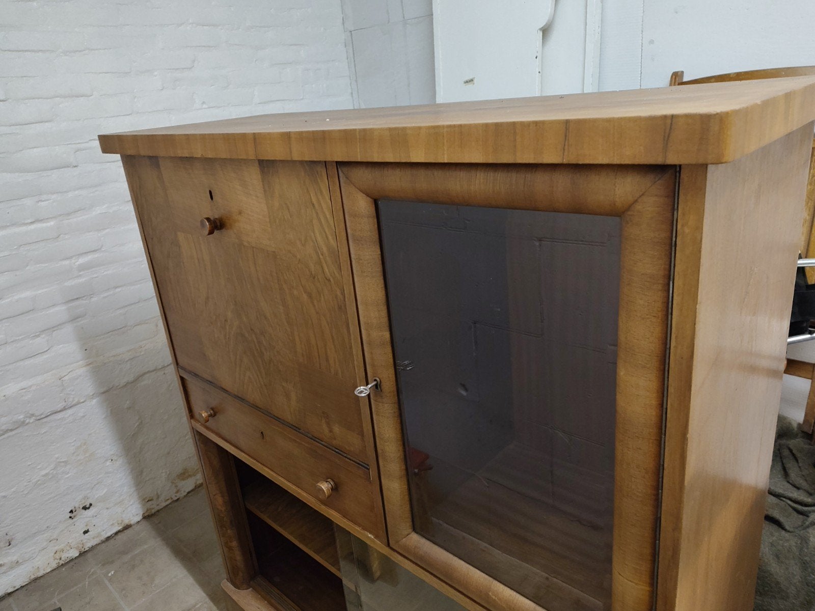 secretaire Amsterdamse School-stijl, Ophalen, 100 tot 150 cm, 25 tot 50 cm, Met lade(s)