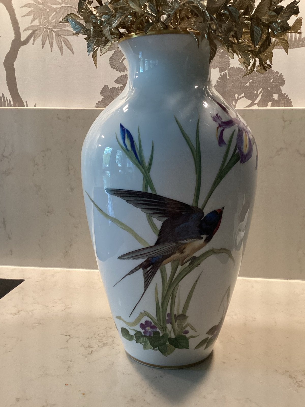 Franklin Mint Porseleinen Vaas "The Meadowland Bird Vase", Ophalen of Verzenden