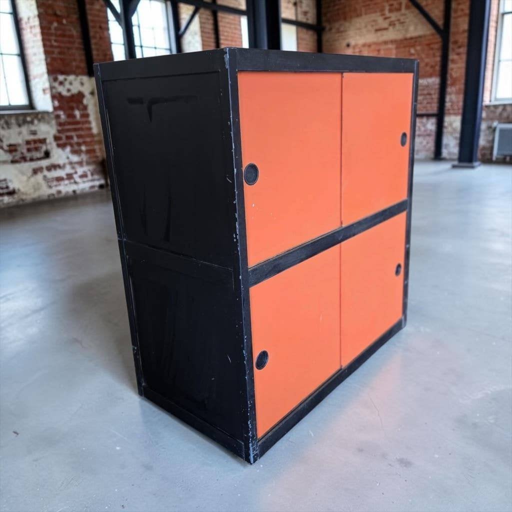 Vintage oranje kast met schuifdeuren KEWLOX, Ophalen, Gebruikt, 105 cm of meer, 100 cm of meer