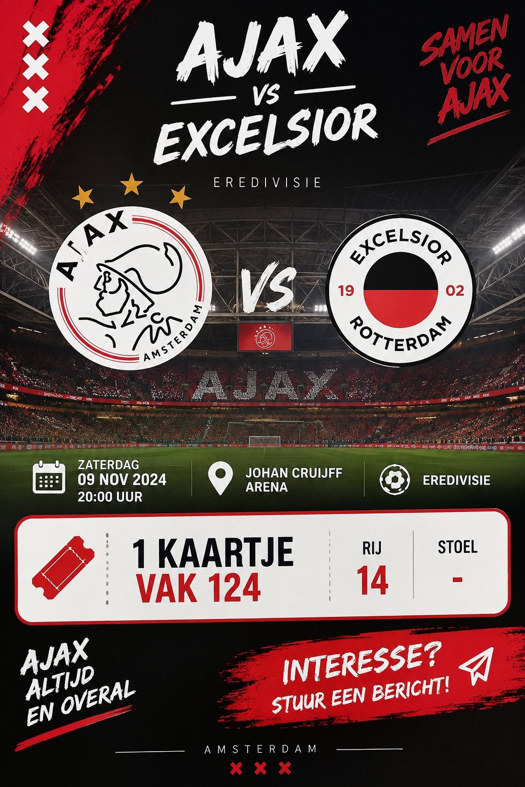 Ajax excelsior, Tickets en Kaartjes