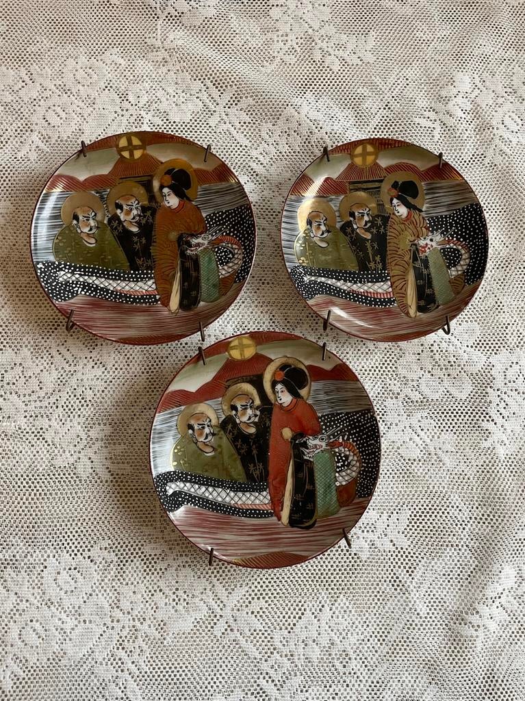 Set van drie antieke Japanse Satsuma schaaltjes., Ophalen of Verzenden