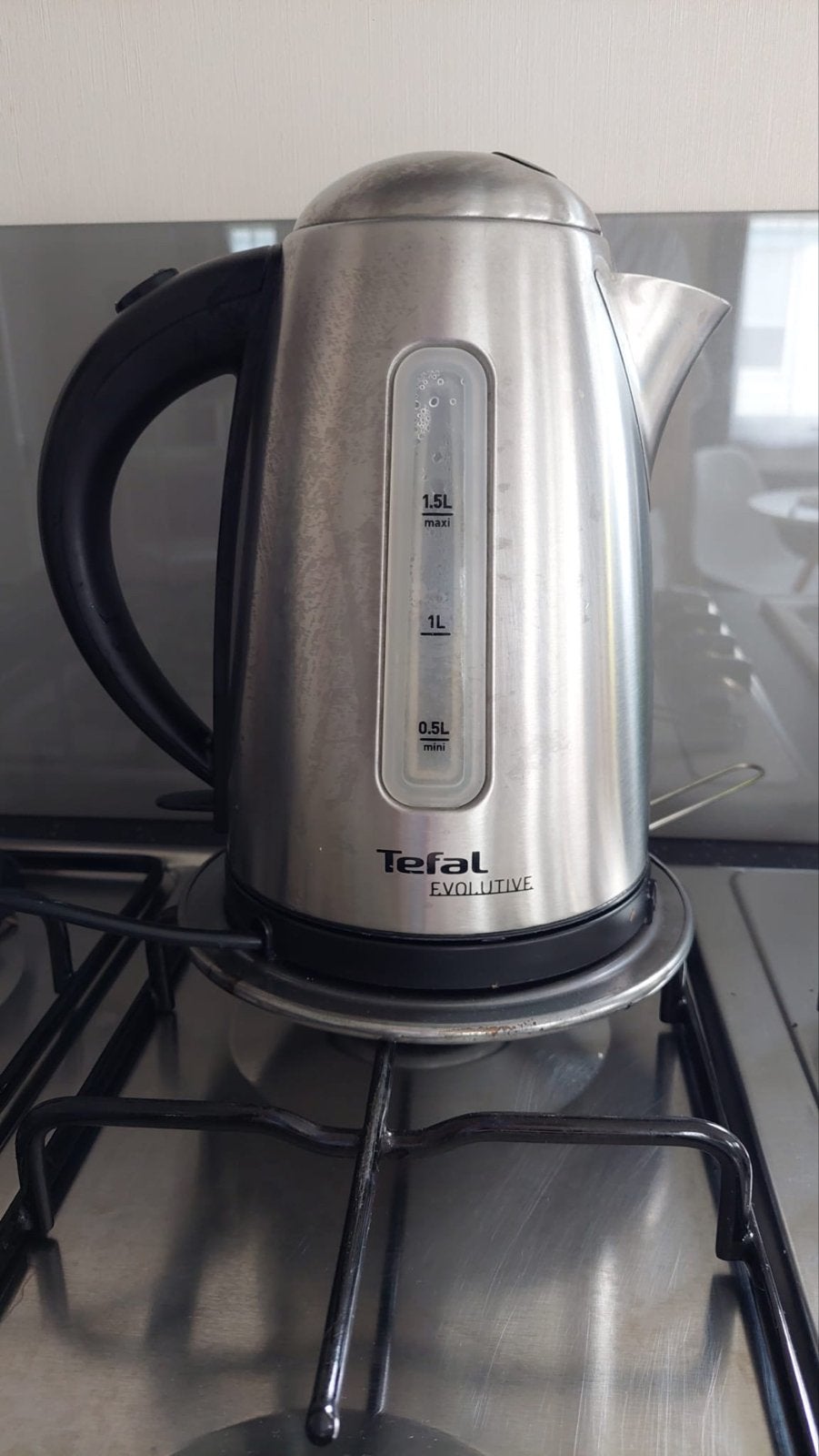 Tefal Evolutive Waterkoker RVS - 1.5L, 1 tot 2 liter, Ophalen, Gebruikt, Draadloos
