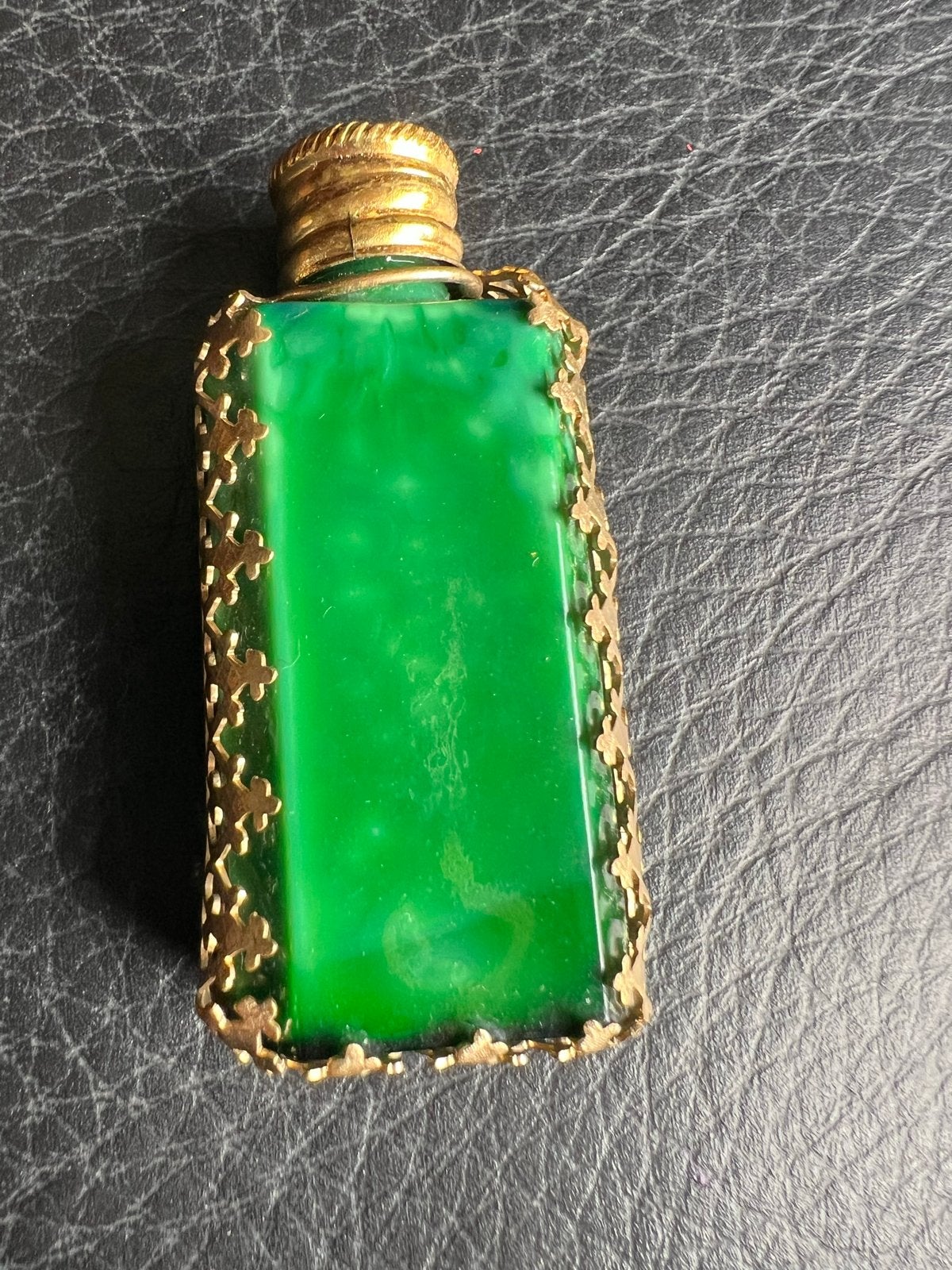 Vintage Groene Jade malachietglas f Flesje, Ophalen of Verzenden