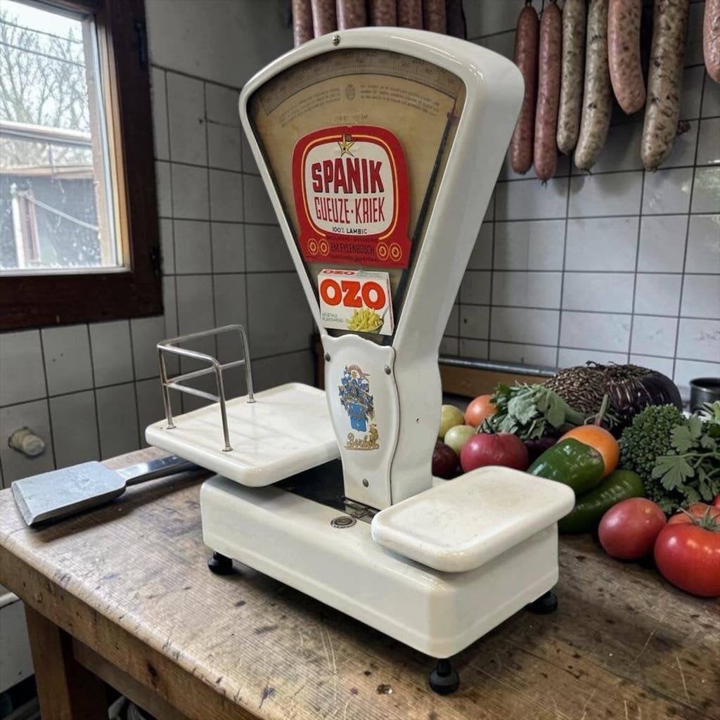 Vintage witte weegschaal BERKEL, Witgoed en Apparatuur, Weegschalen, Ophalen, 500 gram of grover, Minder dan 10 kg
