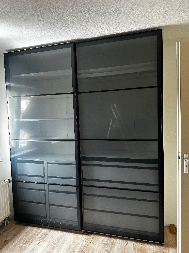 Schuifdeuren PAX IKEA - zwart frame - 100 x 236, Ophalen, 200 cm of meer, 50 tot 100 cm, Minder dan 25 cm