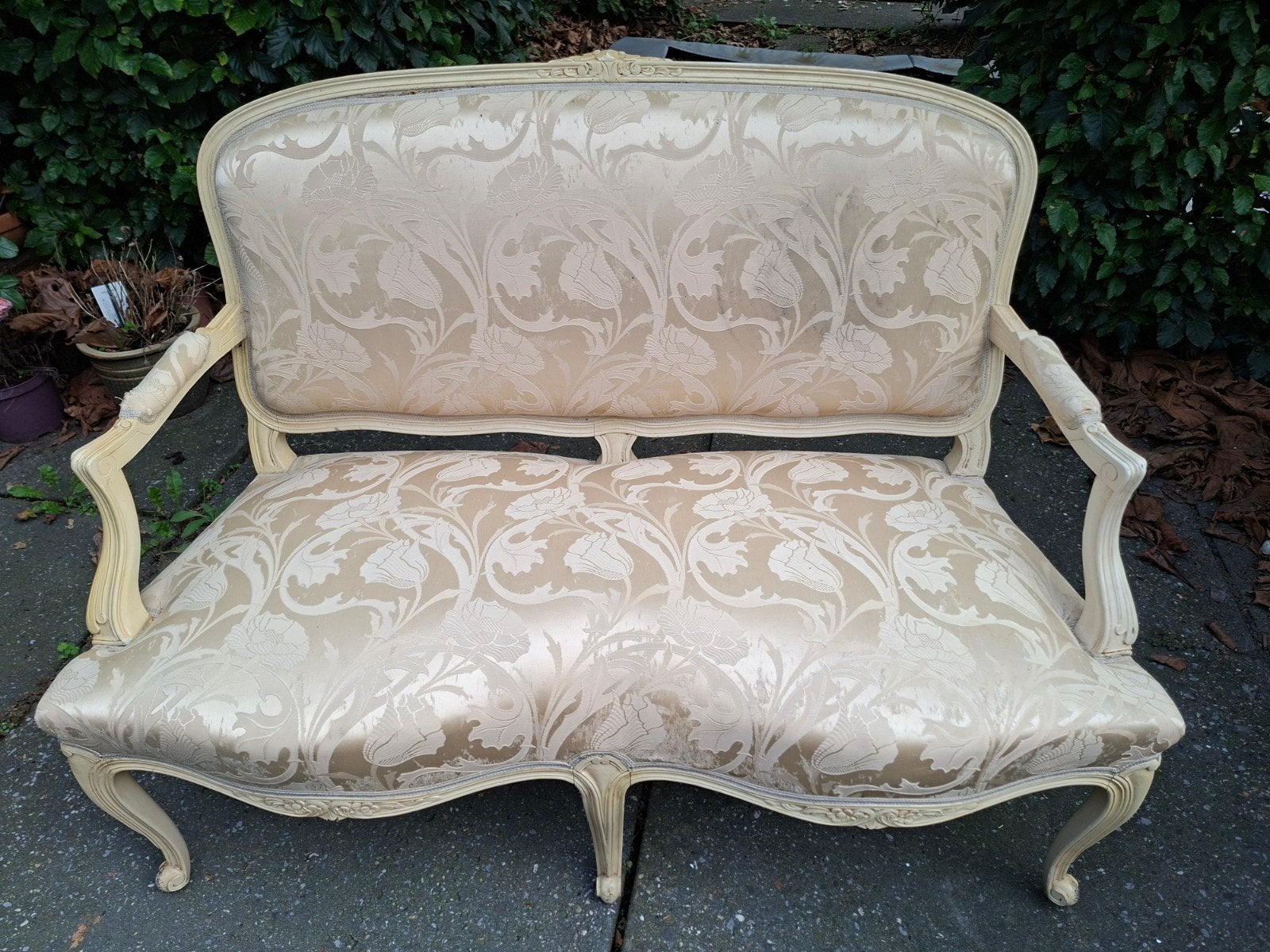 Antieke Louis XV Stijl Bank en Fauteuil Set, Ophalen