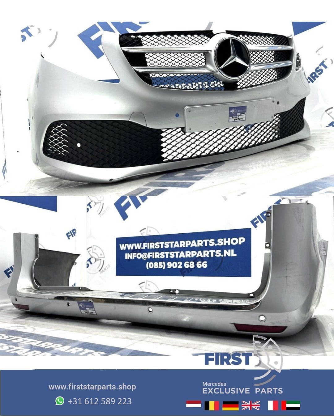 W447 V KLASSE FACELIFT VOORBUMPER + ACHTERBUMPER SET ZWART W, Gebruikt, -, Ophalen of Verzenden, Bumper