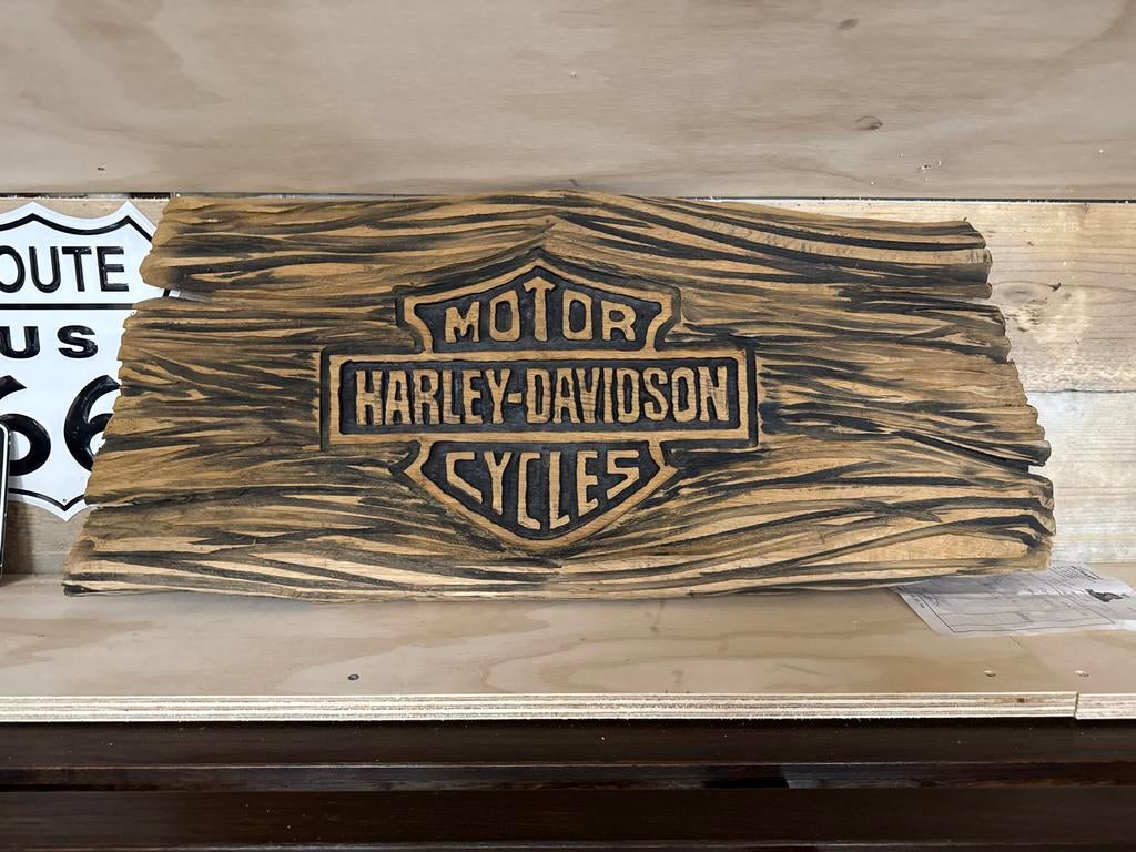 Groot houten Harley-Davidson bord voor mancave, Ophalen of Verzenden, Nieuw