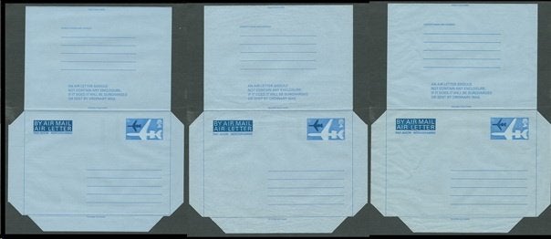 ENGELAND 1968-69 3x 9d. VC10 Airletters, Greiner: 39-40 + 43, Verzenden, Postfris