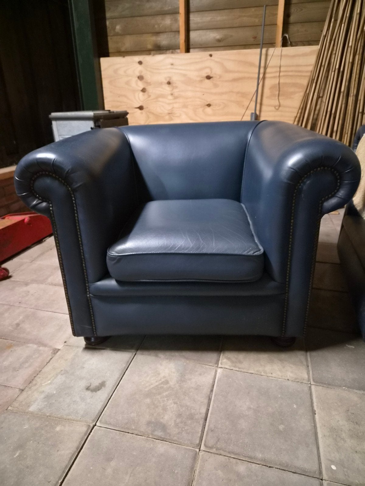 Lederen Fauteuil - Blauw, Ophalen, Gebruikt, Leer, Klassiek