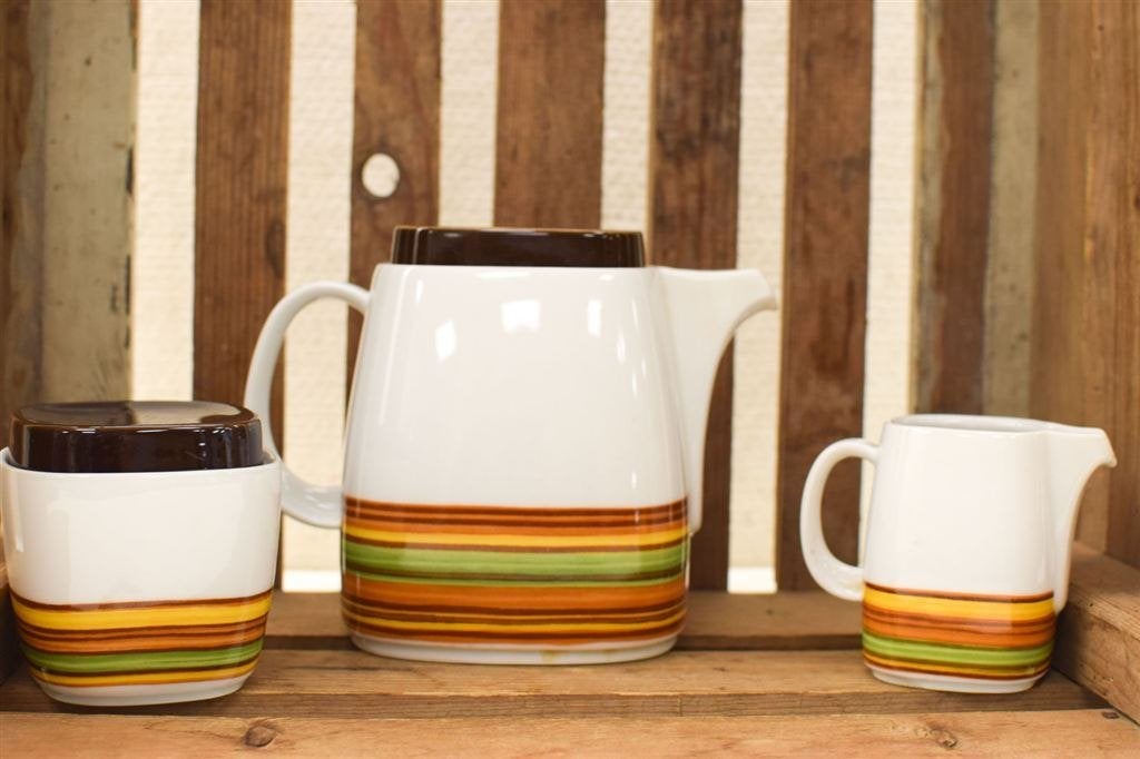 5 delig Schirnding Bavaria porseleinen koffiepot met suiker, Gebruikt, Ophalen of Verzenden, Bord(en), Overige stijlen