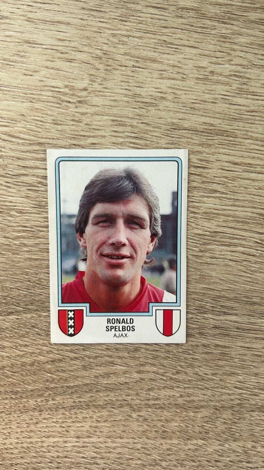 Panini Voetbal 86 plaatje Ronald Spelbos Ajax, Verzenden, Zo goed als nieuw, Sticker