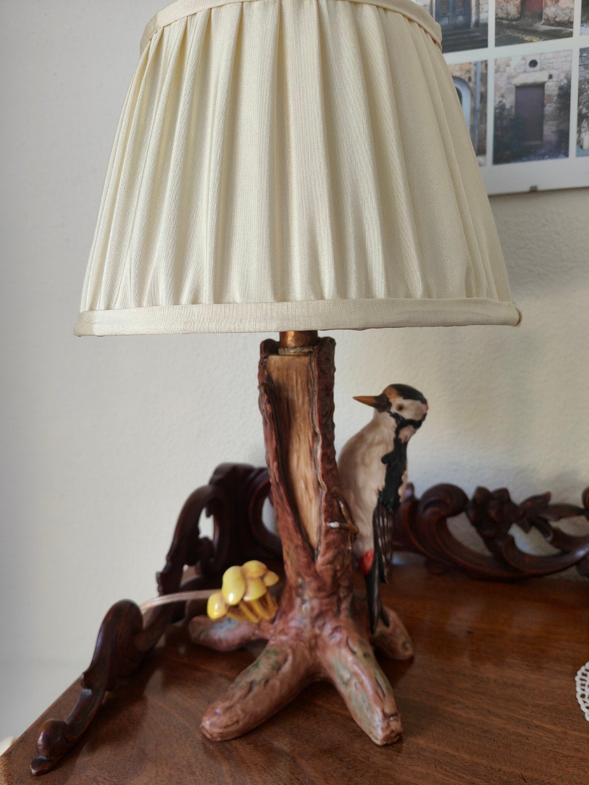Goebel Porseleinen lamp Specht & Paddenstoelen 1976, Antiek en Kunst, Ophalen of Verzenden