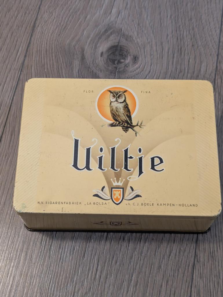 Sigaren blikje, uiltje, Ophalen of Verzenden, Gebruikt, Tabaksdoos of Verpakking