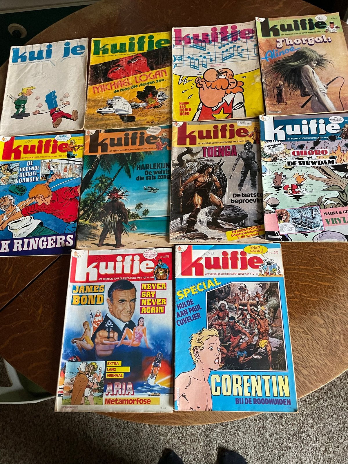 10 Vintage Kuifje Tijdschriften - Oude Uitgaven, Meerdere stripboeken, Ophalen of Verzenden, Gelezen