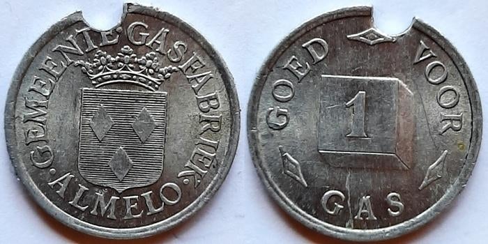 Almelo Gasmunt Aluminium, Postzegels en Munten, Penningen en Medailles, Verzenden, Overige materialen, Nederland
