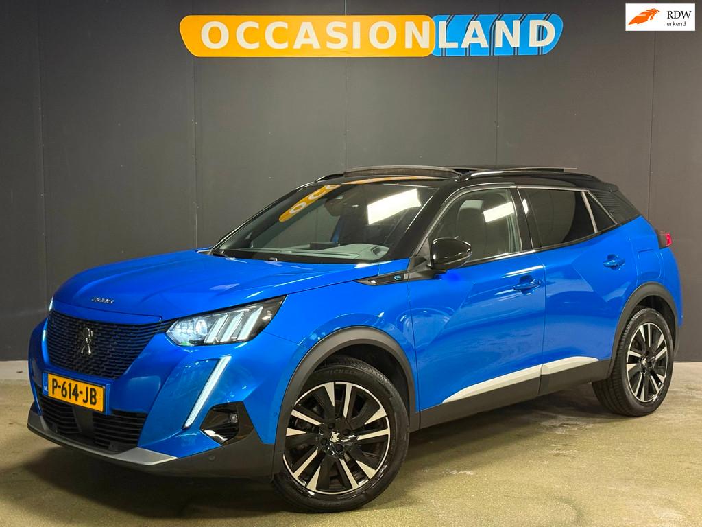 Peugeot E-2008 EV GT Pack 50 kWh|92%SOH|PANO|360|LED|SFEER|S, 136 pk, Gebruikt, Zwart, Blauw