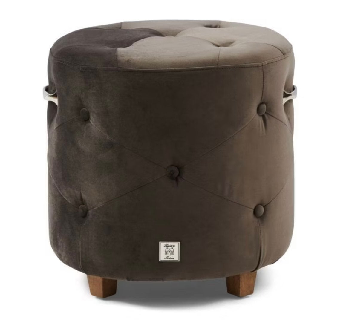 Bowery Footstool Velvet III Anthracite van Rivièra Maison, Ophalen, Zo goed als nieuw, Rond, Minder dan 50 cm