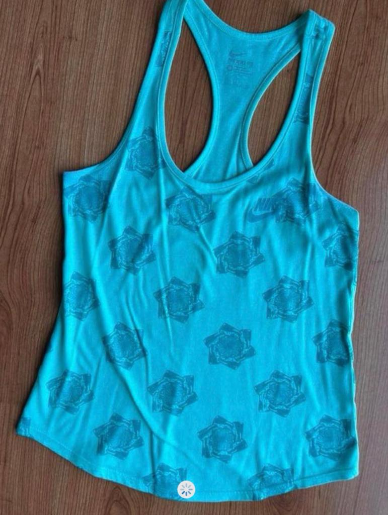 Nike The Nike Tee tanktop XS groen/blauw met patroon, Ophalen of Verzenden, Maat 34 (XS) of kleiner, Groen, Fitness of Aerobics