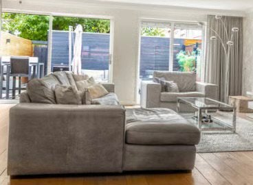 Zithoek Goossens Wonen; antraciet; buffalo leer, antraciet, Ophalen, Gebruikt, Leer