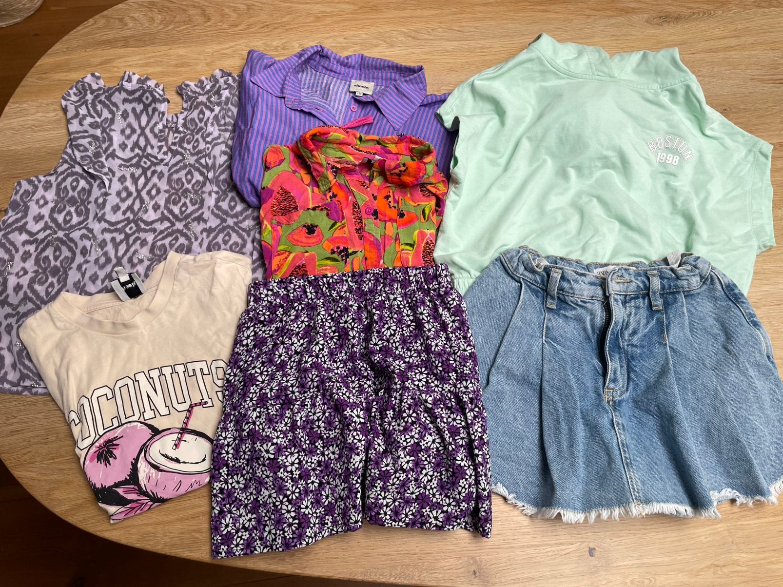 Set 5 meisjes shirts en 2 rokjes maat 140/146/152, Ophalen of Verzenden, Zo goed als nieuw, Maat 146