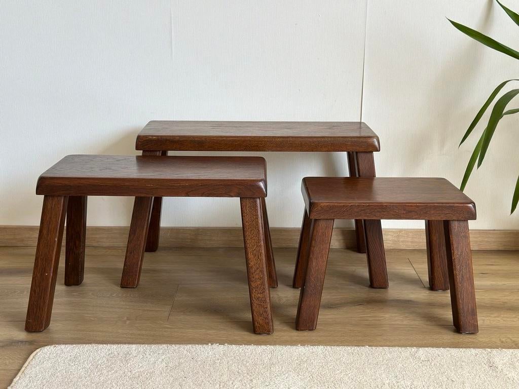 Set van 3 houten krukjes, Huis en Inrichting, Ophalen, Minder dan 50 cm, Gebruikt, Tot twee personen