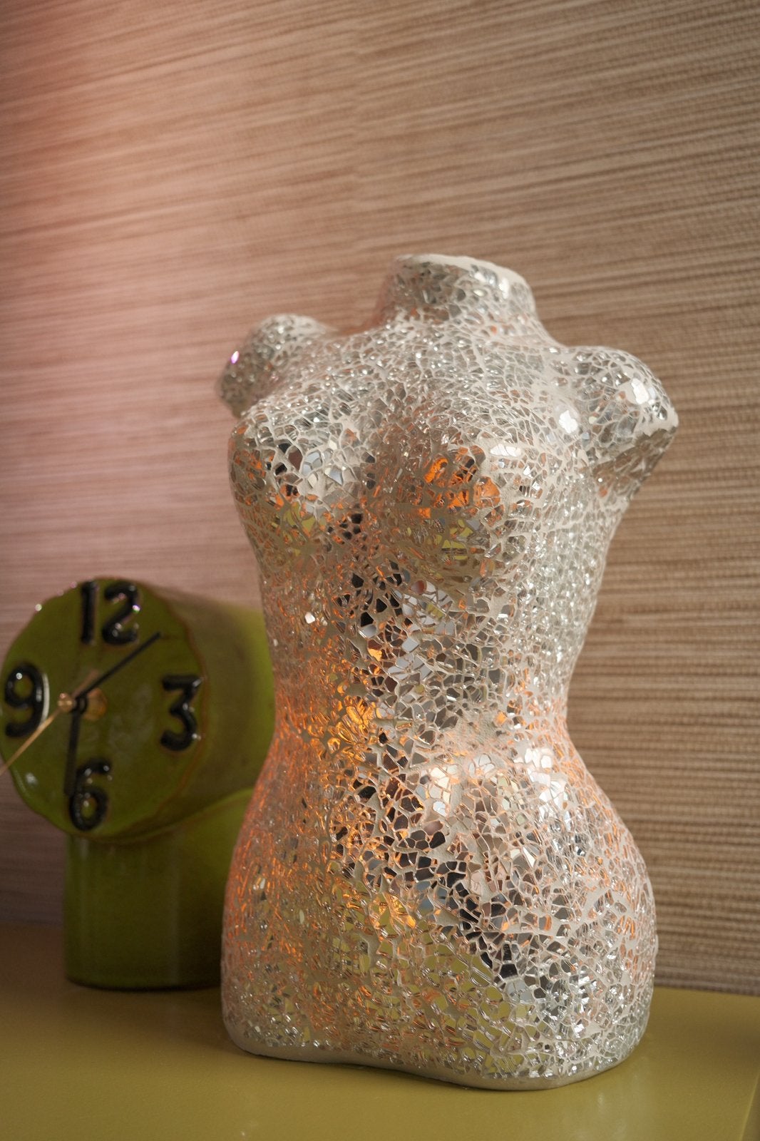 Tafellamp Mozaïek (Buste/Torso) - Zilver Nieuw in doos, Met schakelaar, Overige merken, Nieuw, Ophalen of Verzenden