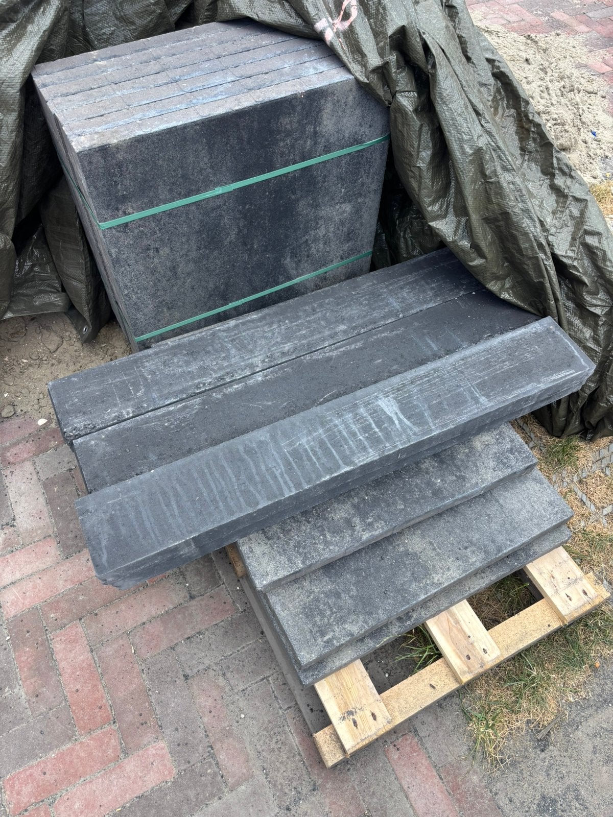 60x60 excluton ice bleu tegels en opsluitband, Tuin en Terras, Tegels en Klinkers, Ophalen, Zo goed als nieuw, Beton, Terrastegels