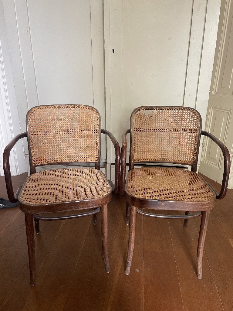 2x vintage Thonet stoel met armleuningen, Ophalen