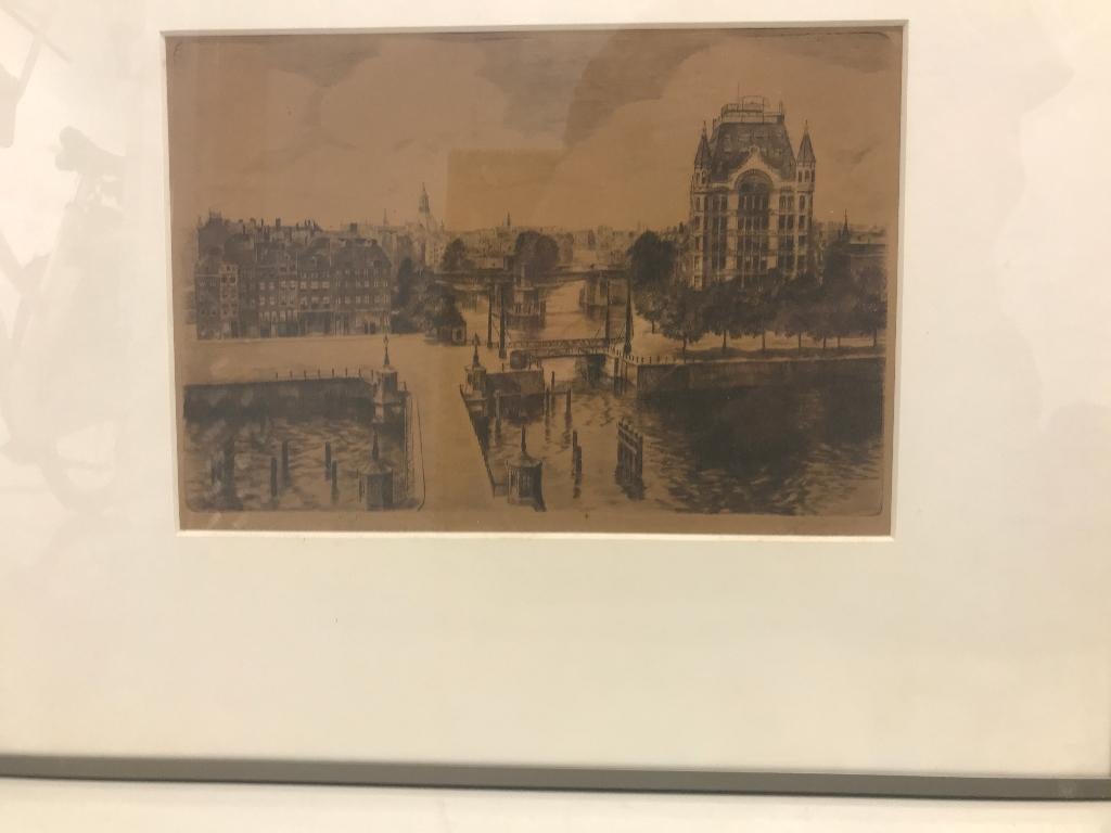 ets rotterdam stadsgezicht lloyd hotel new york, 48 cm, Ets, Stadsgezicht, Ophalen of Verzenden