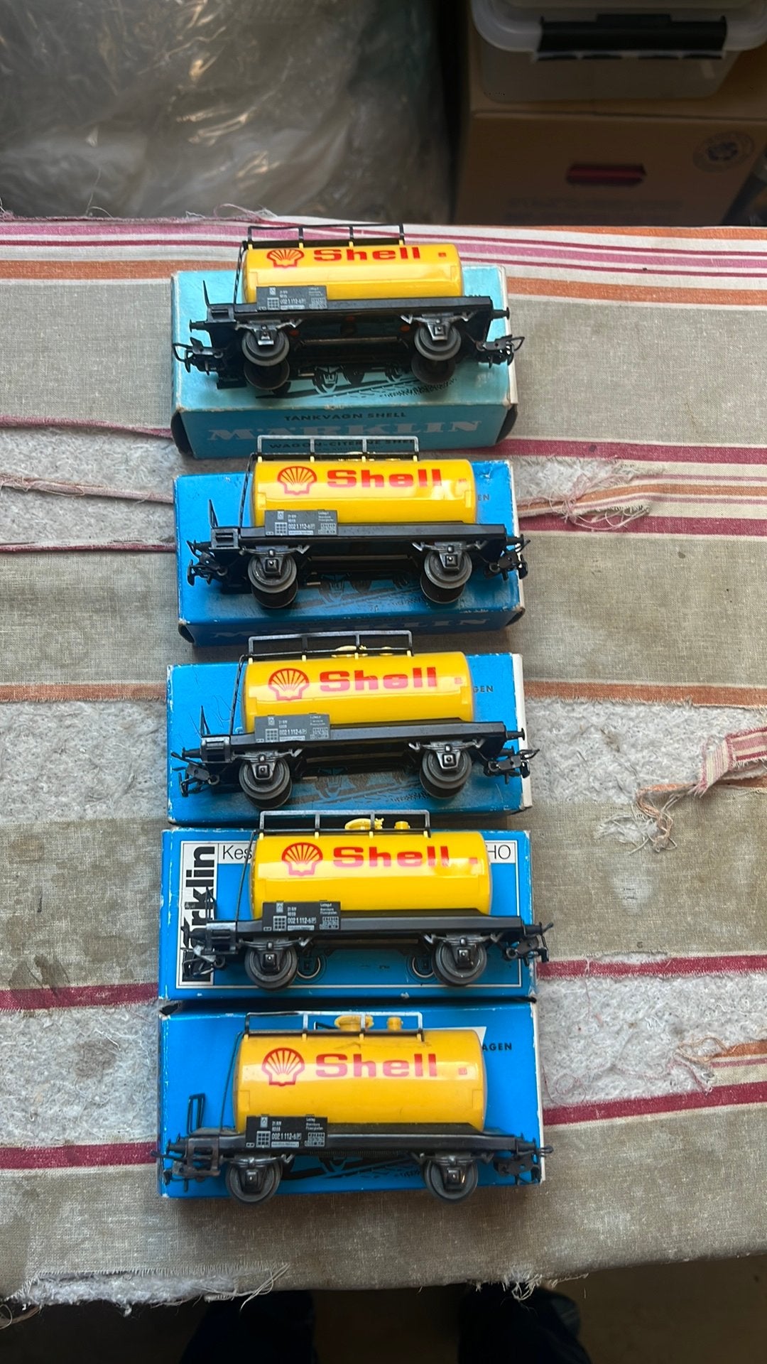Te koop 5 x ketelwagon van marklin Shell 4502, Wisselstroom, Wagon, Ophalen of Verzenden, Zo goed als nieuw