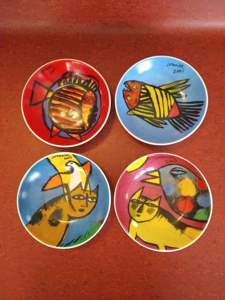 Set van 4 Corneille schaaltjes - Katten en vissen, Antiek en Kunst, Ophalen of Verzenden