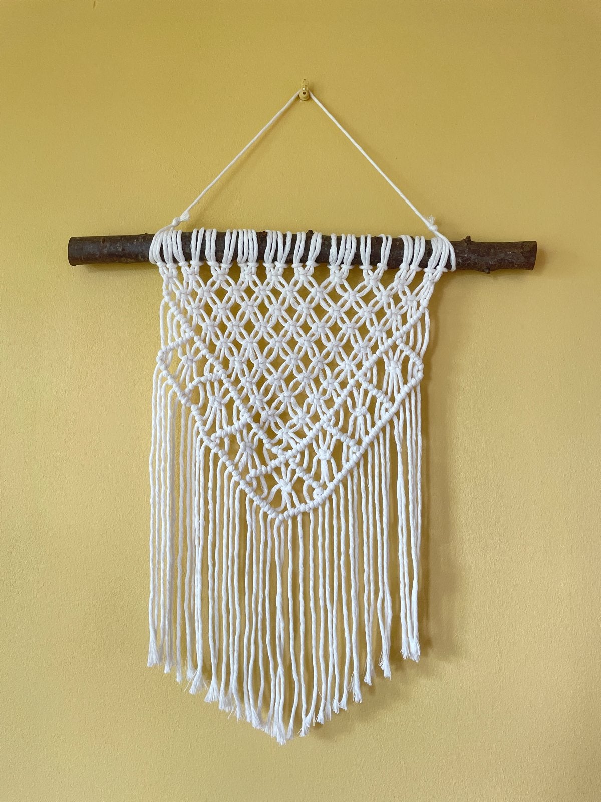 Handgemaakte Macramé Wandhanger - Boho Stijl, Textiel, Ophalen of Verzenden, Zo goed als nieuw, Wit