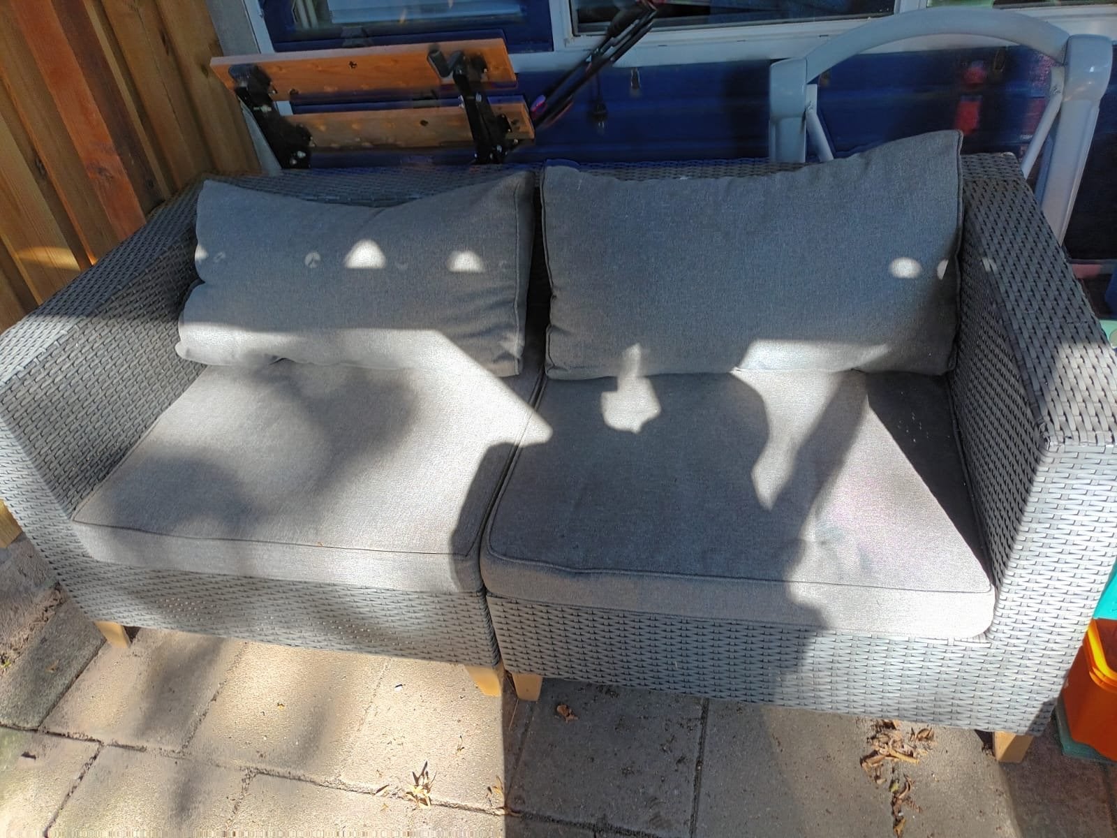 Loungeset - 2-zitsbank, Tuin en Terras, Gebruikt, Loungeset, Wicker, Bank