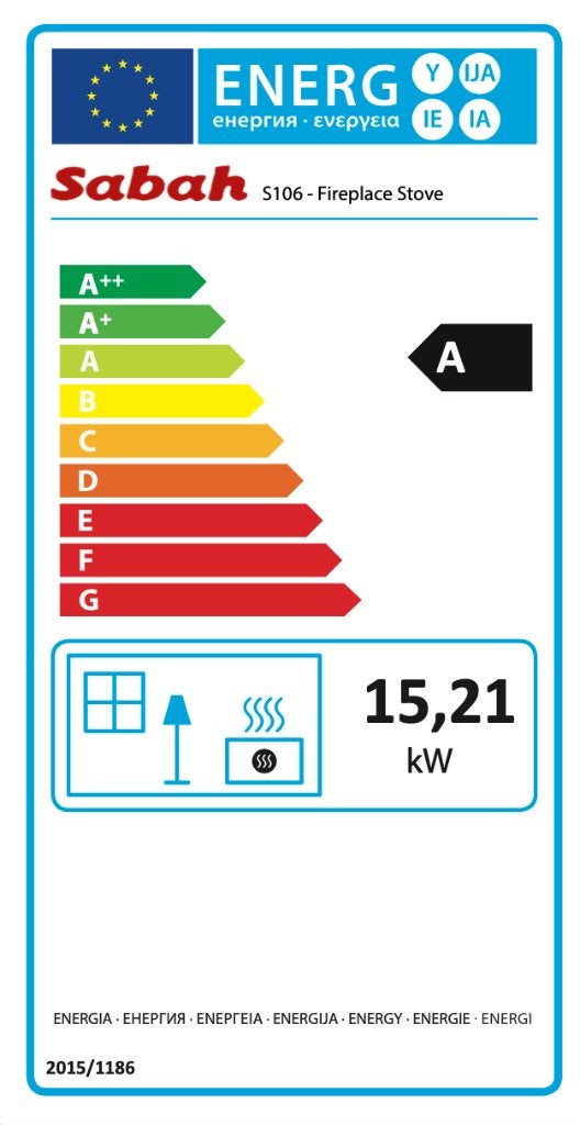 Sabah S106/3D – Gietijzeren Houtkachel - CE A+ -15,21KW, Ophalen, Vrijstaand, Hout, Nieuw