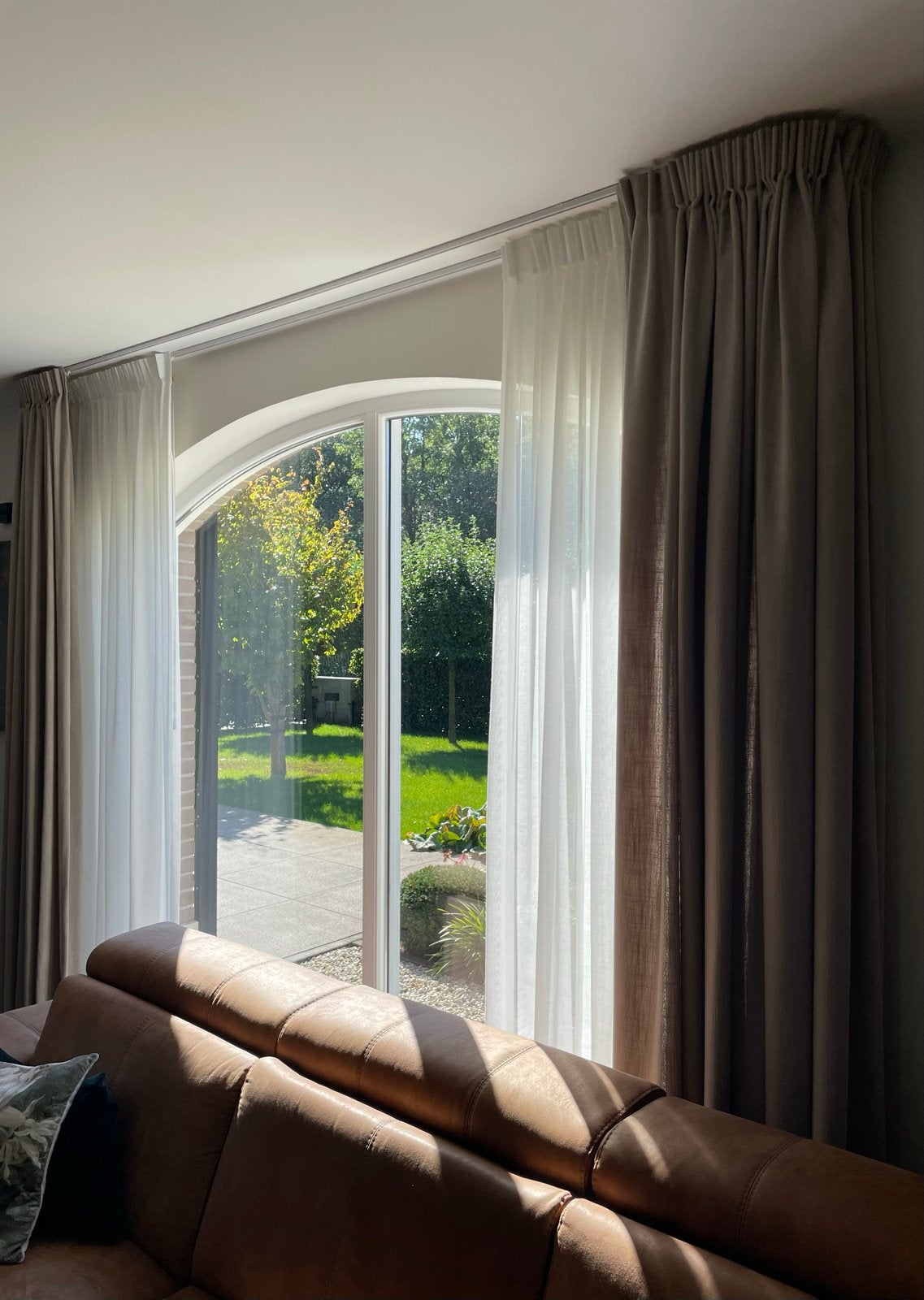 Inbetweens en overgordijnenen met rails, Beige, Ophalen of Verzenden, Gordijn, Polyester