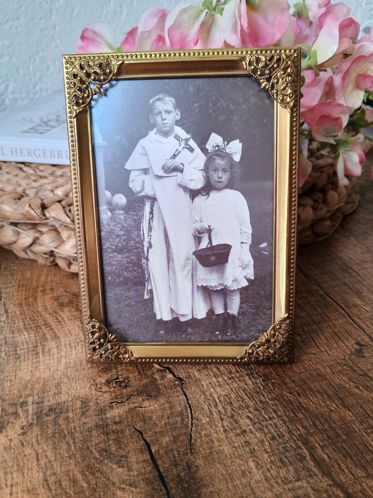 Oud fotolijstje ( nr.28) - koperkleurig, Ophalen of Verzenden