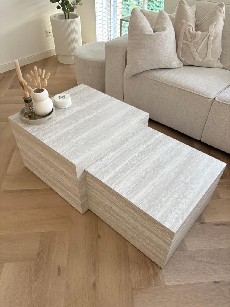 Beige japandi salontafel, Huis en Inrichting, Tafels | Salontafels, Ophalen, 100 tot 150 cm, 50 tot 100 cm, Zo goed als nieuw