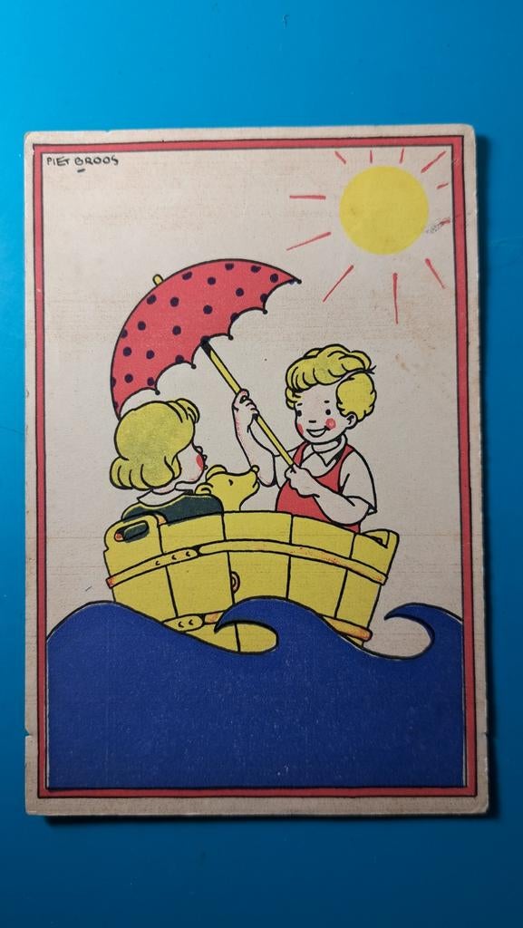 Illustrator Piet Broos - schuitje varen kinderversjes, Ophalen of Verzenden, Gelopen