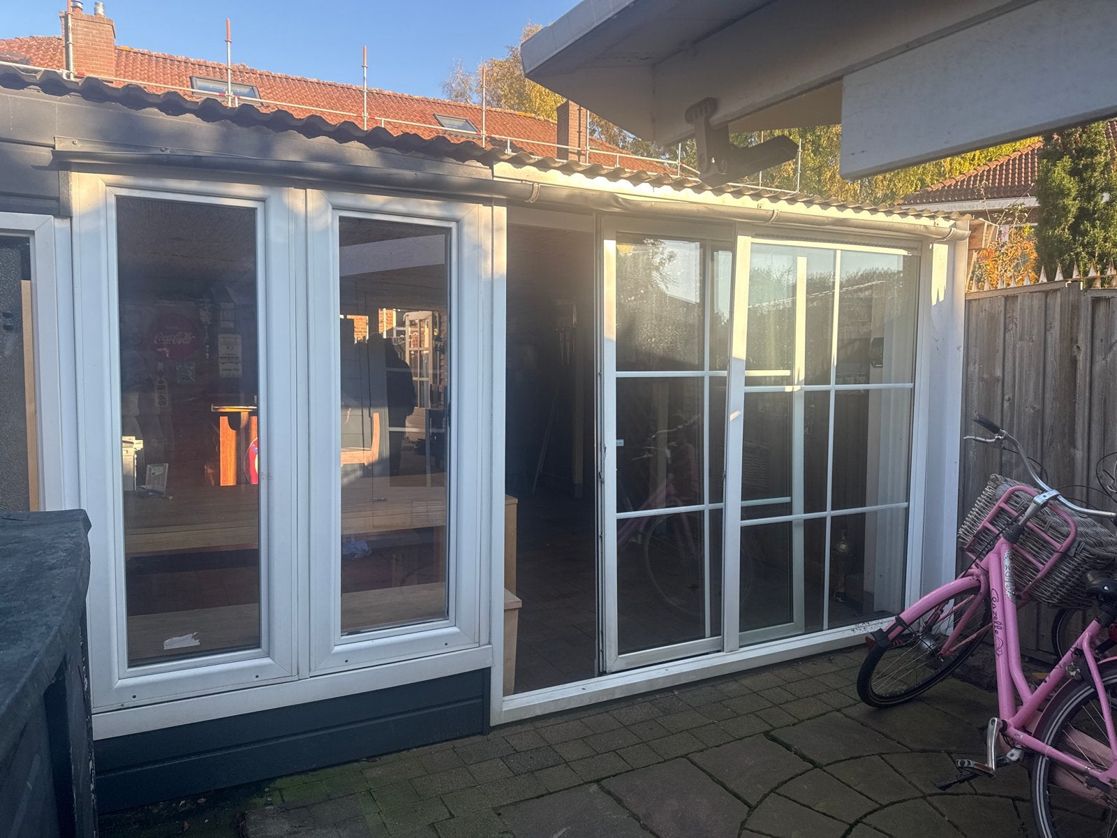 Overkapping met schuifpui en rieten dak, zelf afbreken, Tuin en Terras, Ophalen, Gebruikt, Overige typen